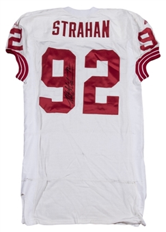 1994 Michael Strahan Game Used & Signed New York Giants Throwback Road Jersey With NFL 75th Anniversary Patch (Strahan LOA)